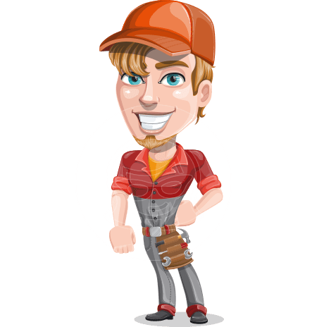 Auto Mechanic Guy Cartoon Vector Character AKA Kyle the Problem Solver